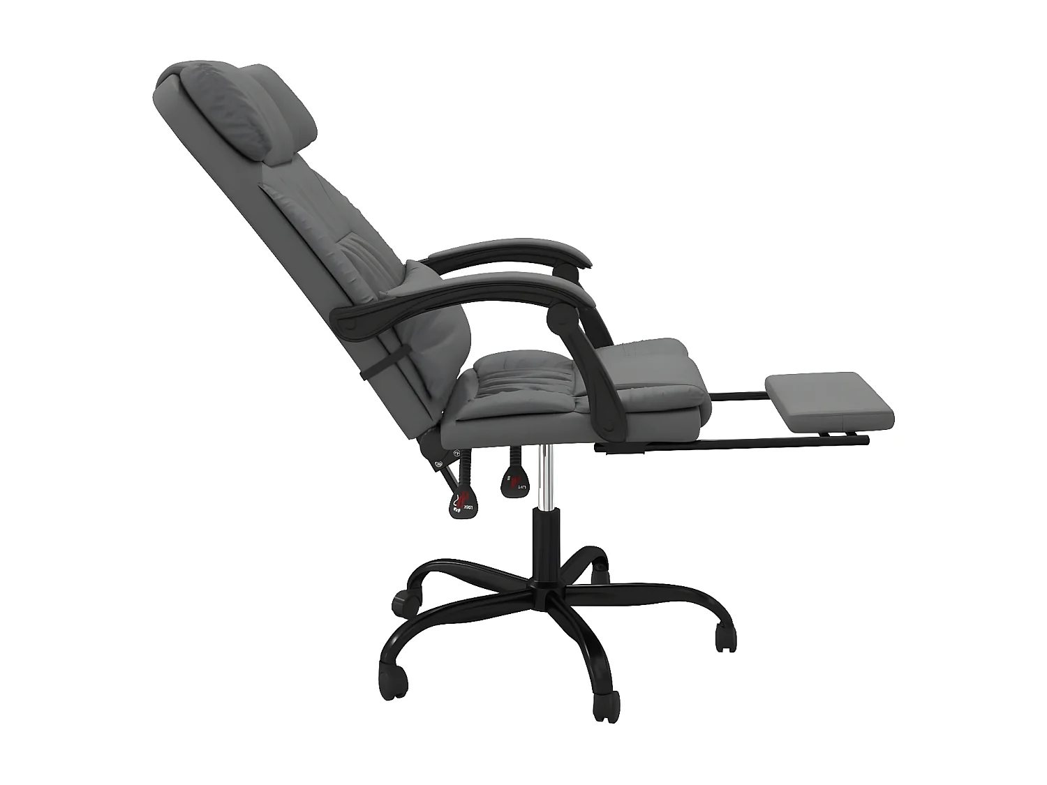 Silla de oficina reclinable cuero sintético gris
