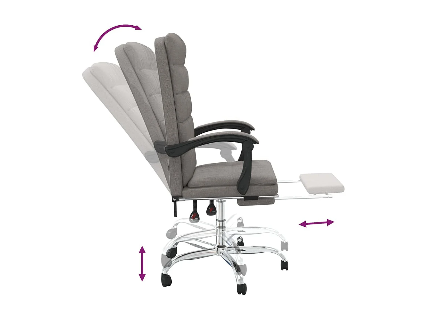 Fauteuil inclinable de bureau Taupe Tissu