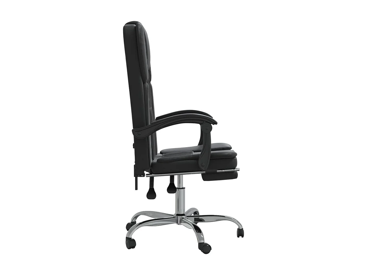Silla de oficina reclinable cuero sintético negro