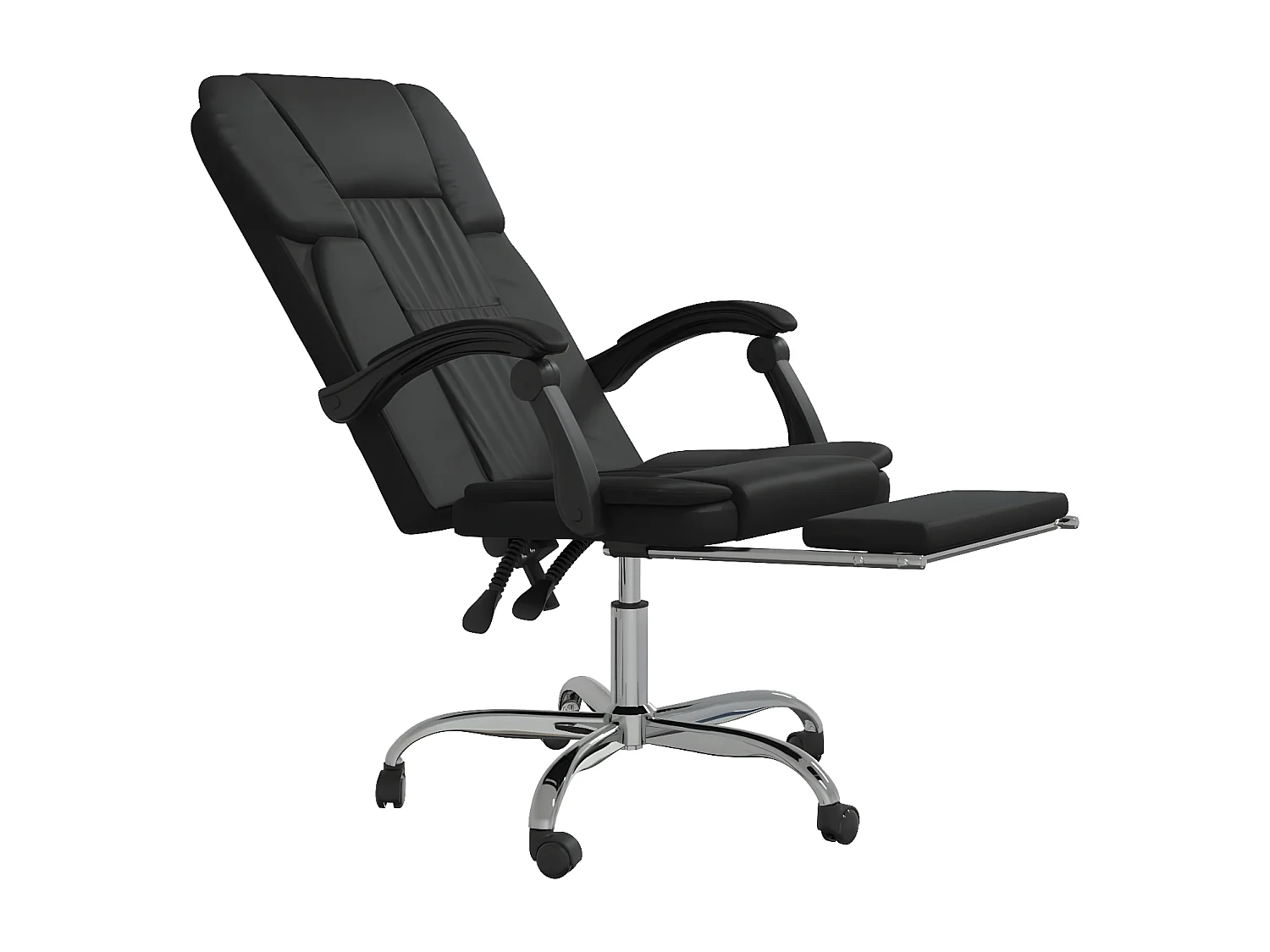 Silla de oficina reclinable cuero sintético negro