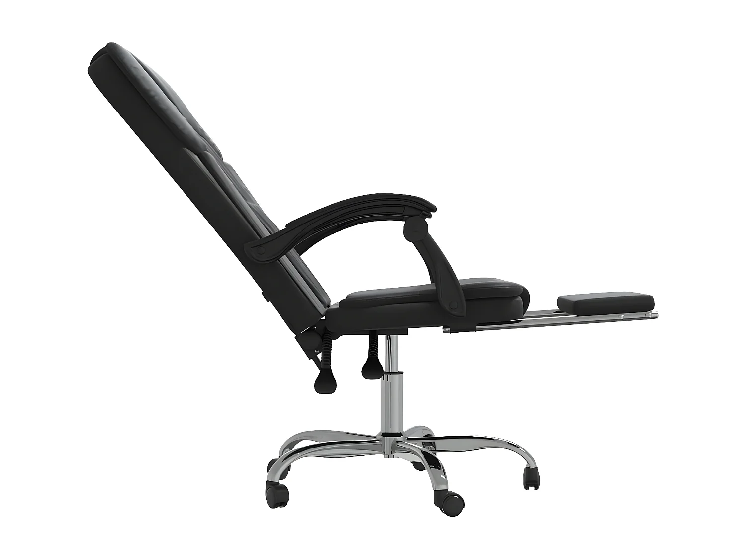 Silla de oficina reclinable cuero sintético negro