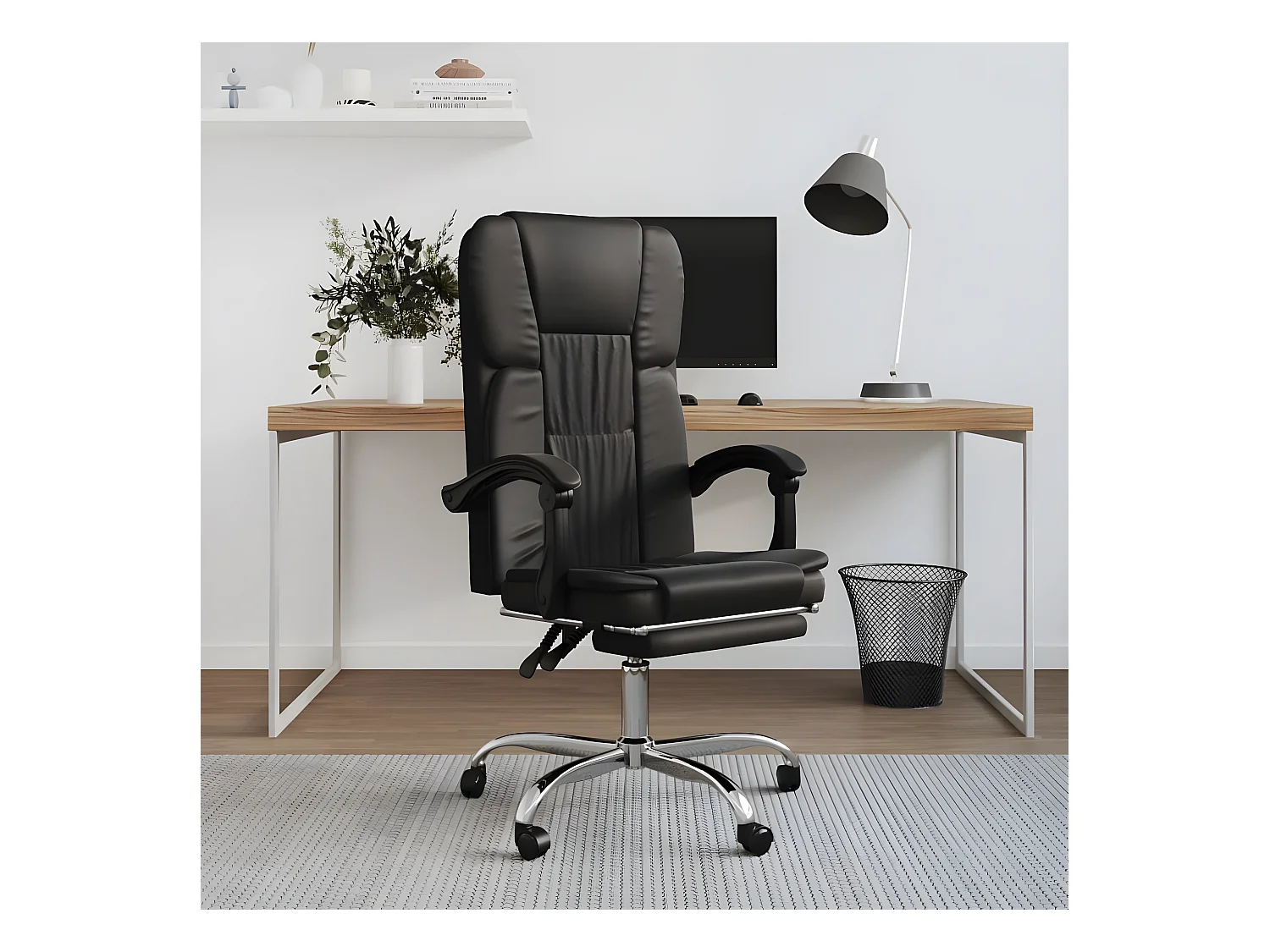 Fauteuil inclinable de bureau Noir Similicuir