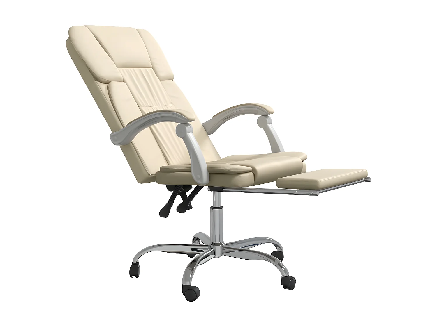 Cadeira de escritório reclinável couro artificial cor creme