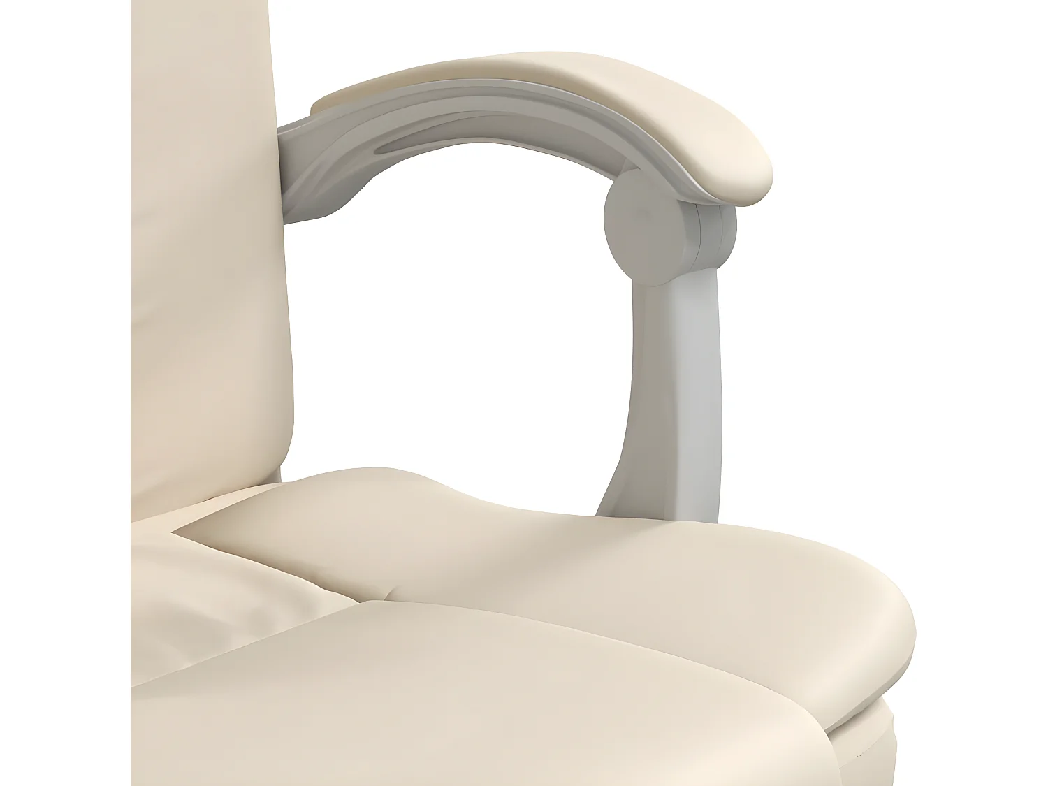 Cadeira de escritório reclinável couro artificial cor creme