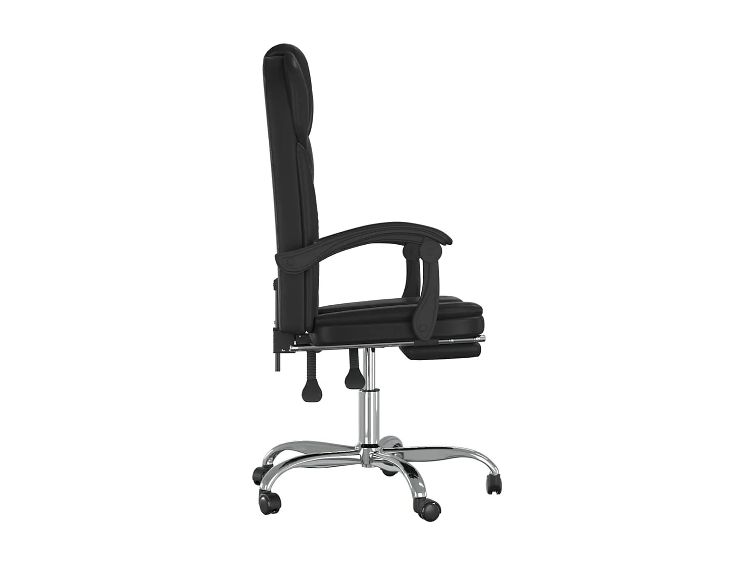 Silla de oficina reclinable cuero sintético negro