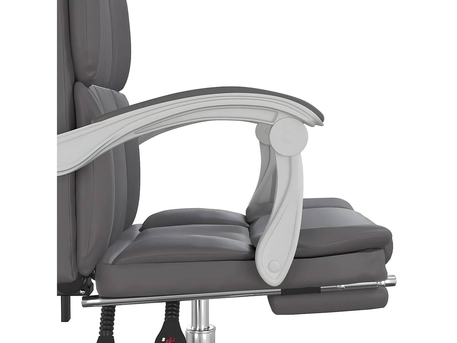 Cadeira de escritório reclinável couro artificial cinzento