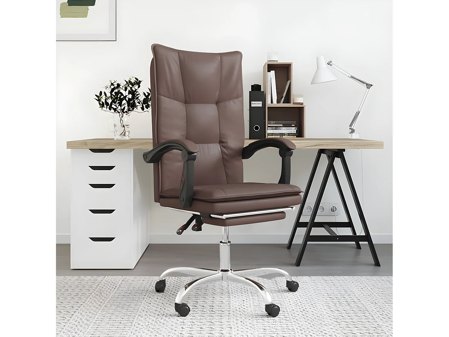 Fauteuil inclinable de bureau Marron Similicuir