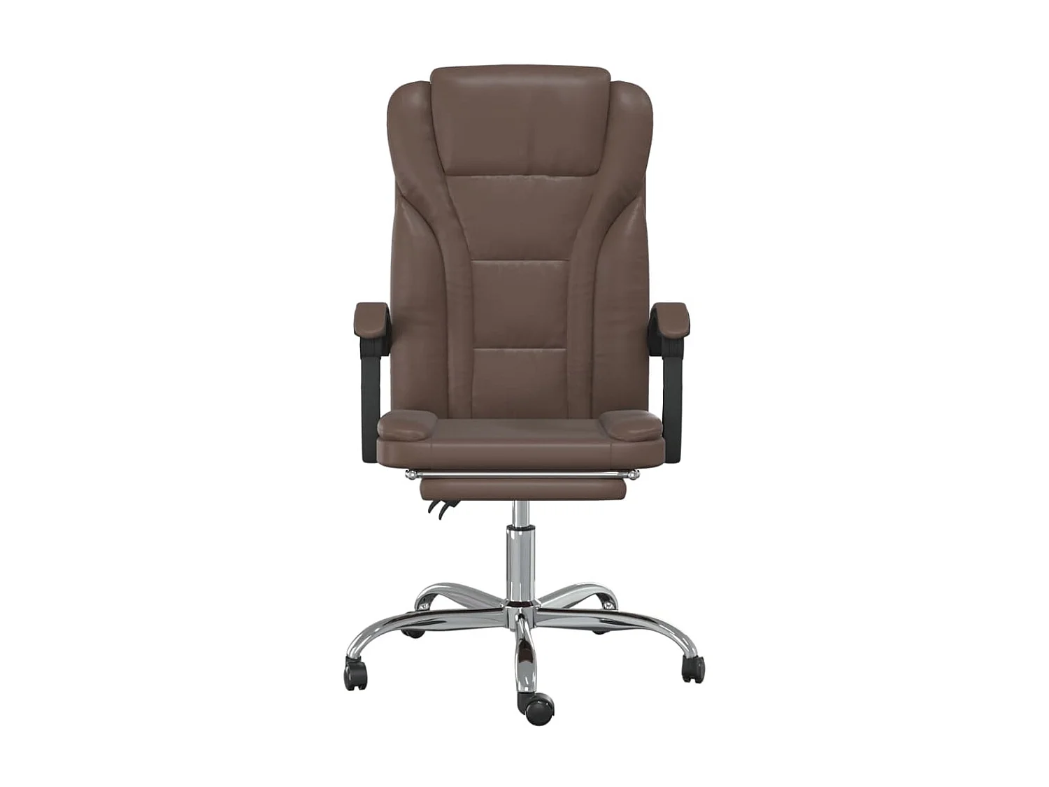 Cadeira de escritório reclinável couro artificial castanho