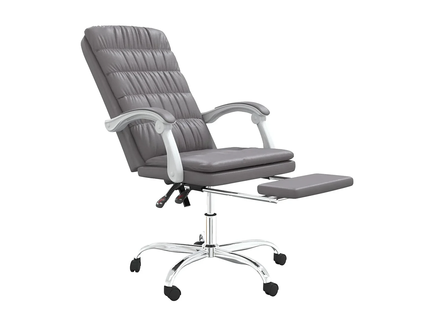 Silla de oficina reclinable cuero sintético gris