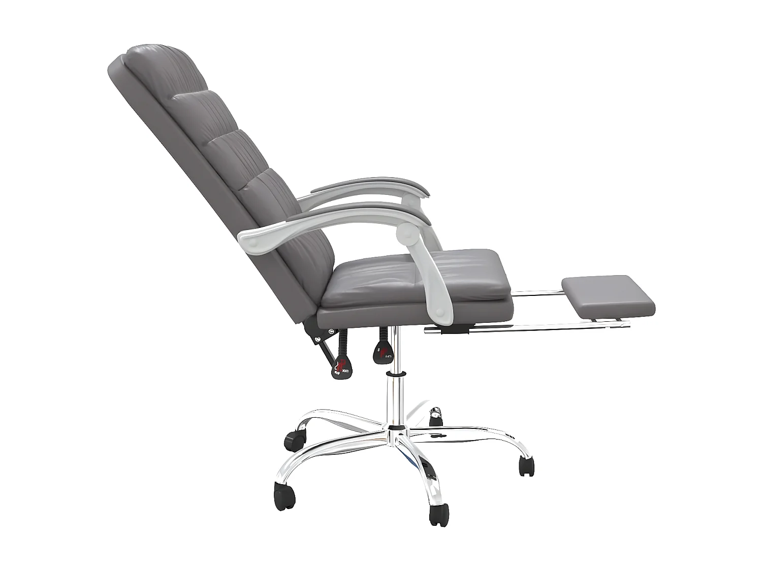 Silla de oficina reclinable cuero sintético gris