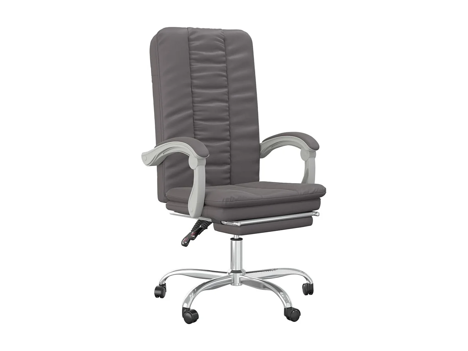 Silla de oficina reclinable cuero sintético gris