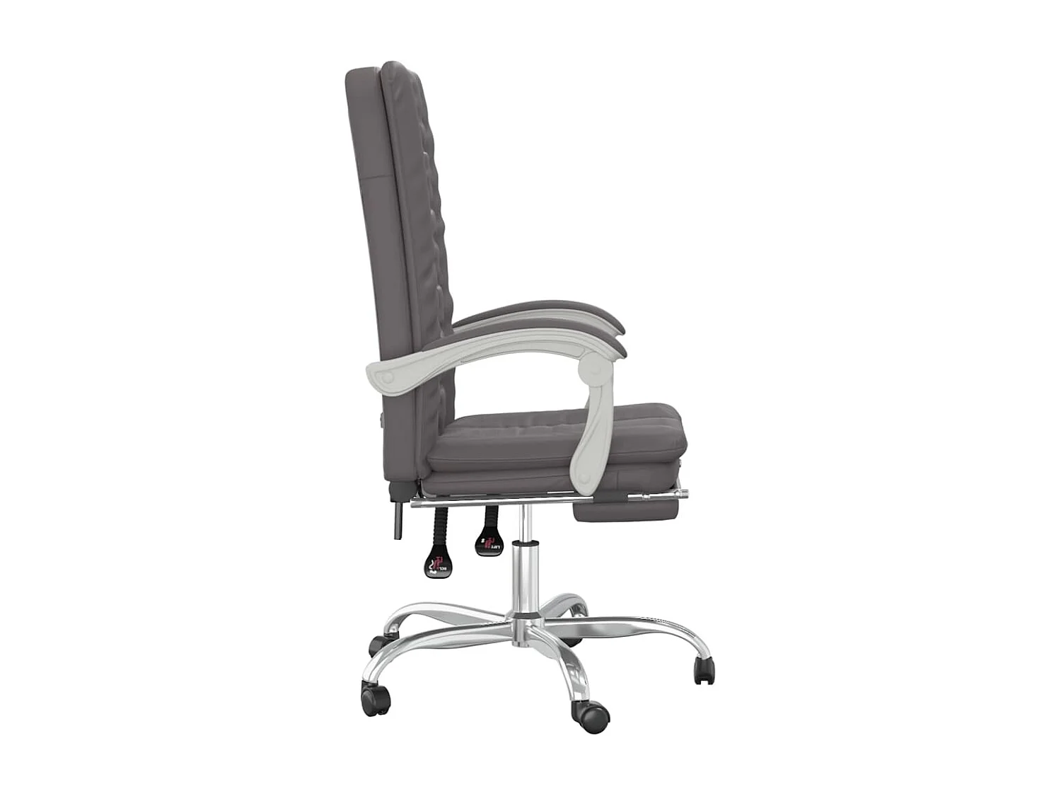 Silla de oficina reclinable cuero sintético gris