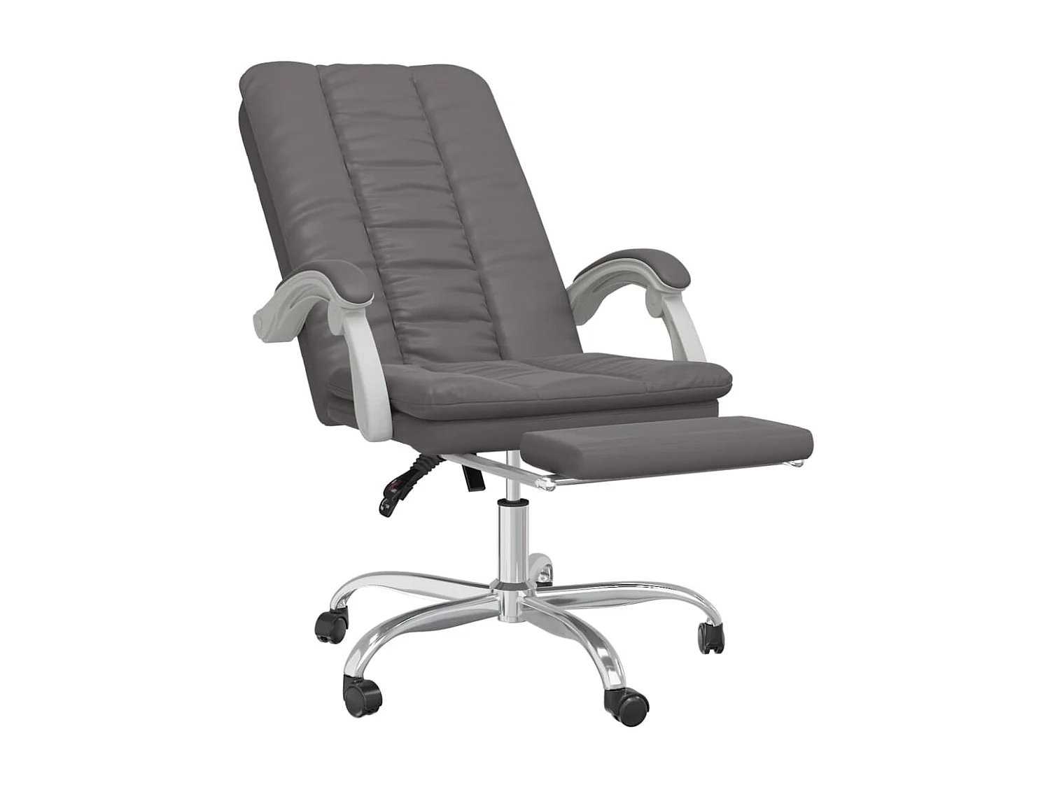 Silla de oficina reclinable cuero sintético gris