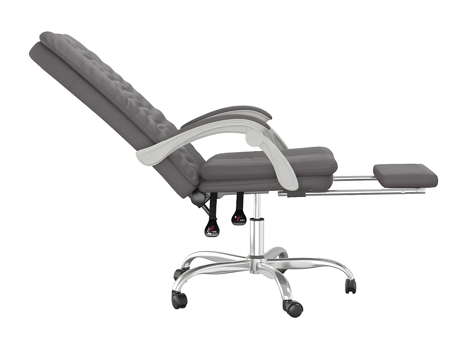 Silla de oficina reclinable cuero sintético gris