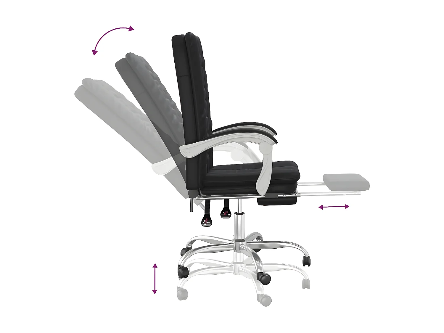 Fauteuil inclinable de bureau Noir Similicuir