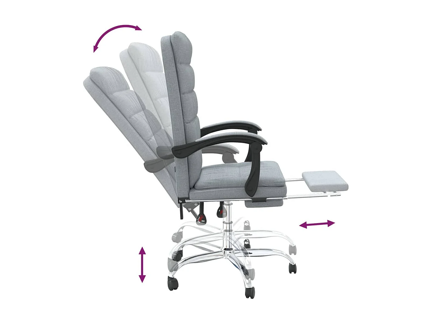 Kantoorstoel verstelbaar stof lichtgrijs