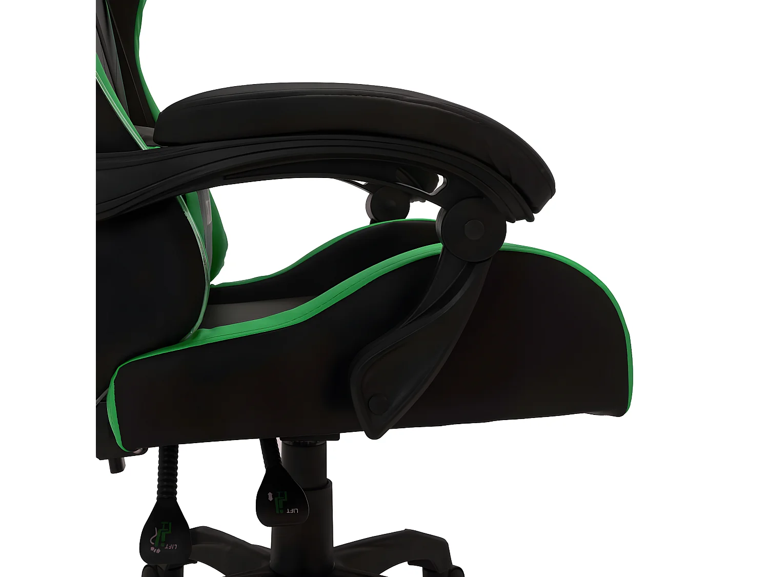 Silla gaming con luces LED RGB cuero sintético verde y negro
