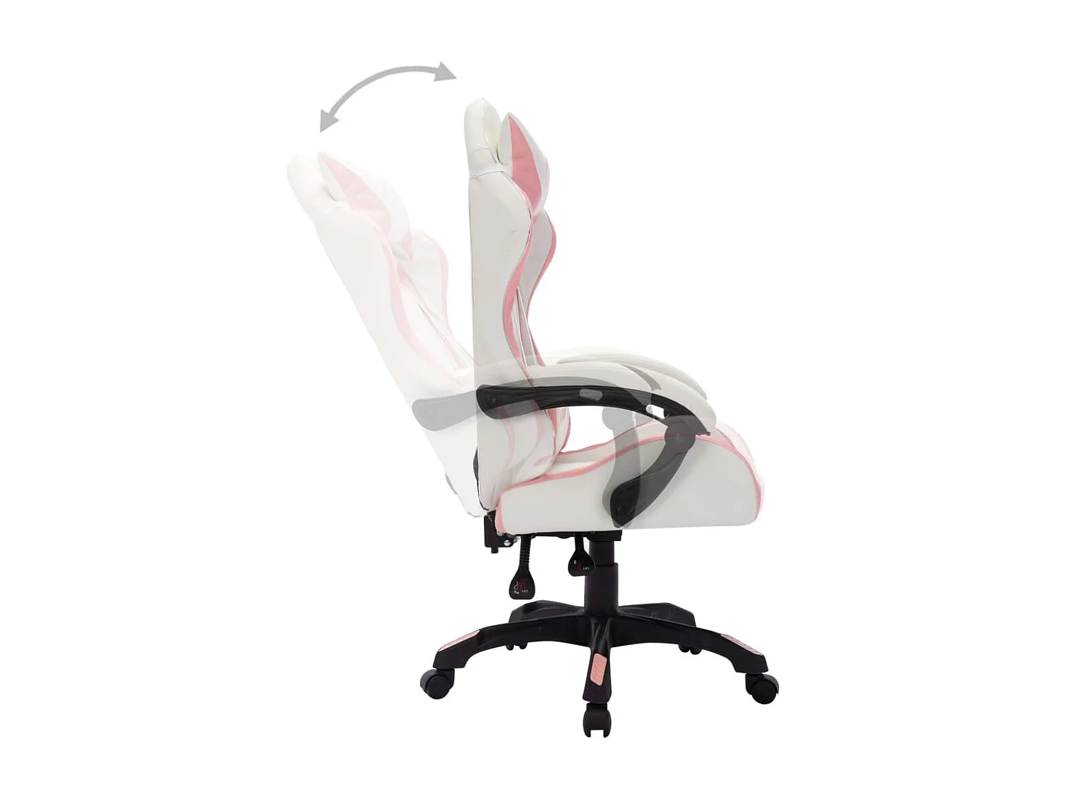 Silla gaming con luces LED RGB cuero sintético rosa y negro