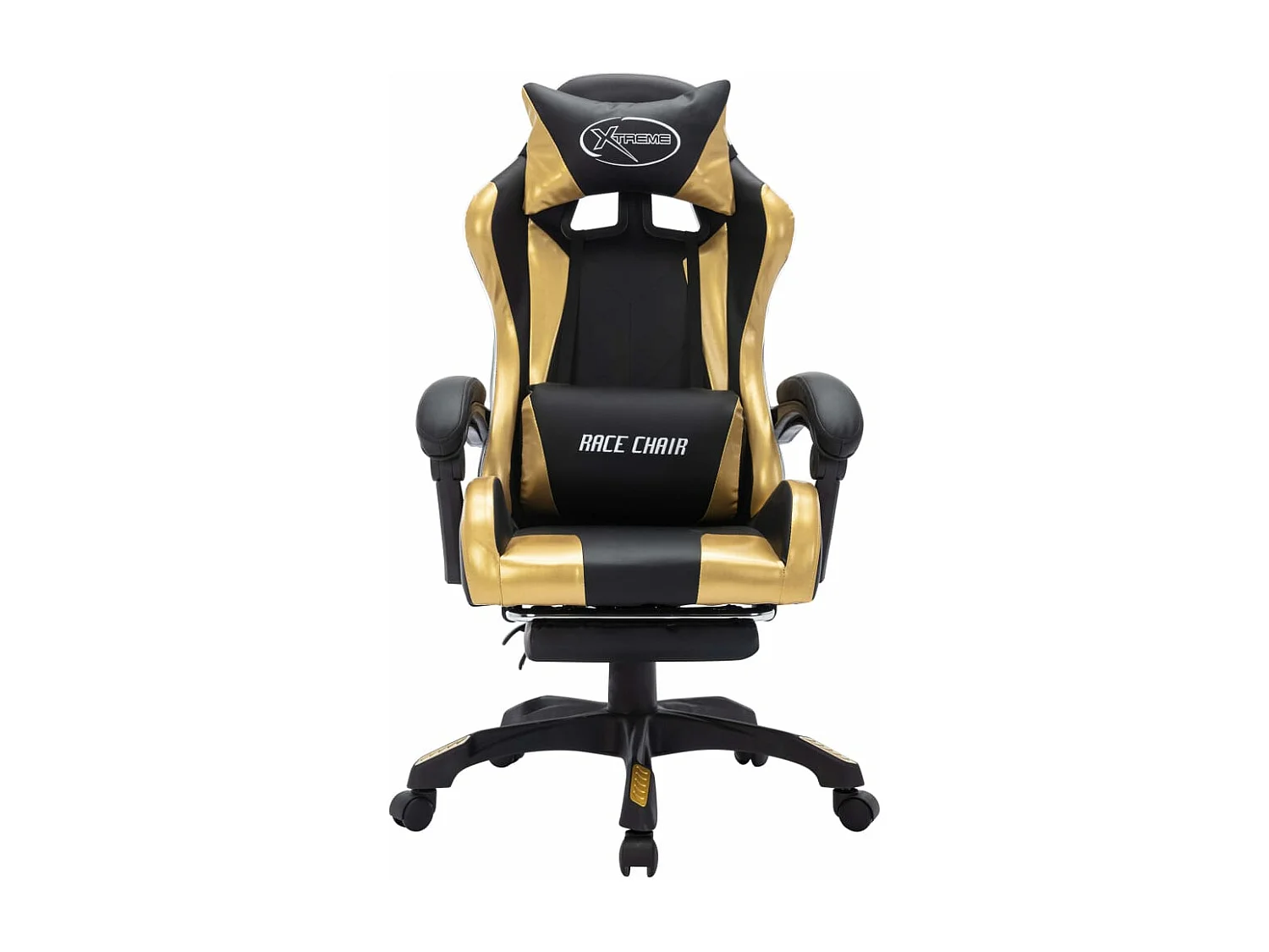 Fauteuil de jeux vidéo avec LED RVB Doré et noir Similicuir