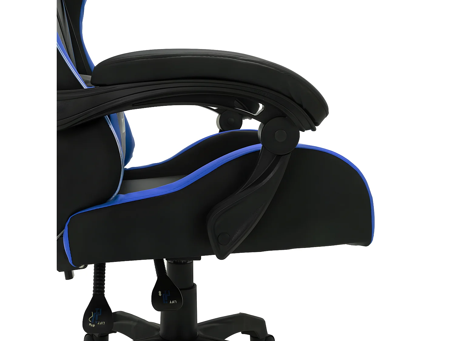 Fauteuil de jeux vidéo avec LED RVB Bleu et noir Similicuir