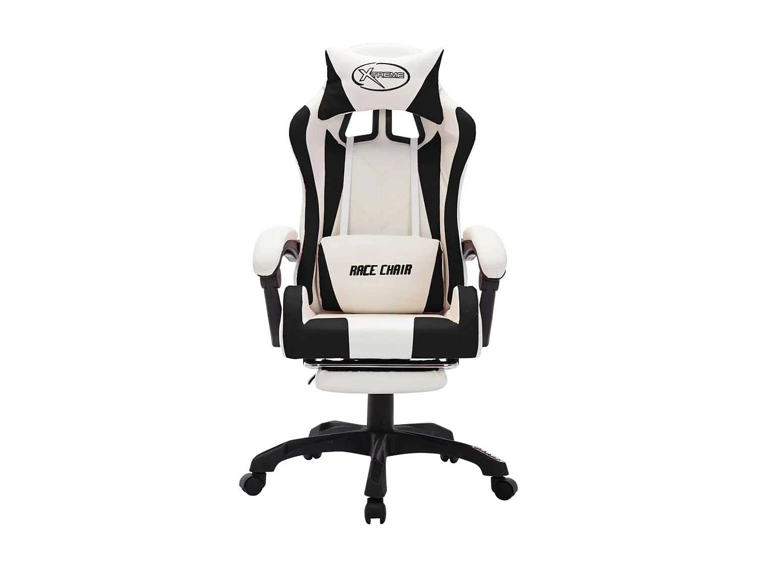 Silla gaming con luces LED RGB cuero sintético negro y blanco