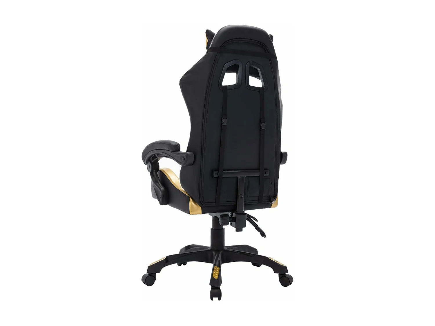 Silla gaming con luces LED RGB cuero sintético dorado y negro