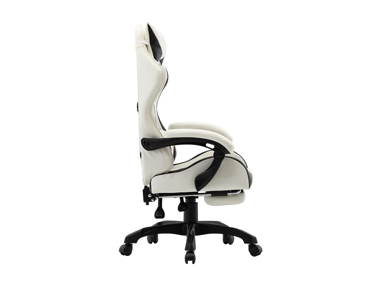 Fauteuil de jeux vidéo et repose-pied Noir et blanc Similicuir