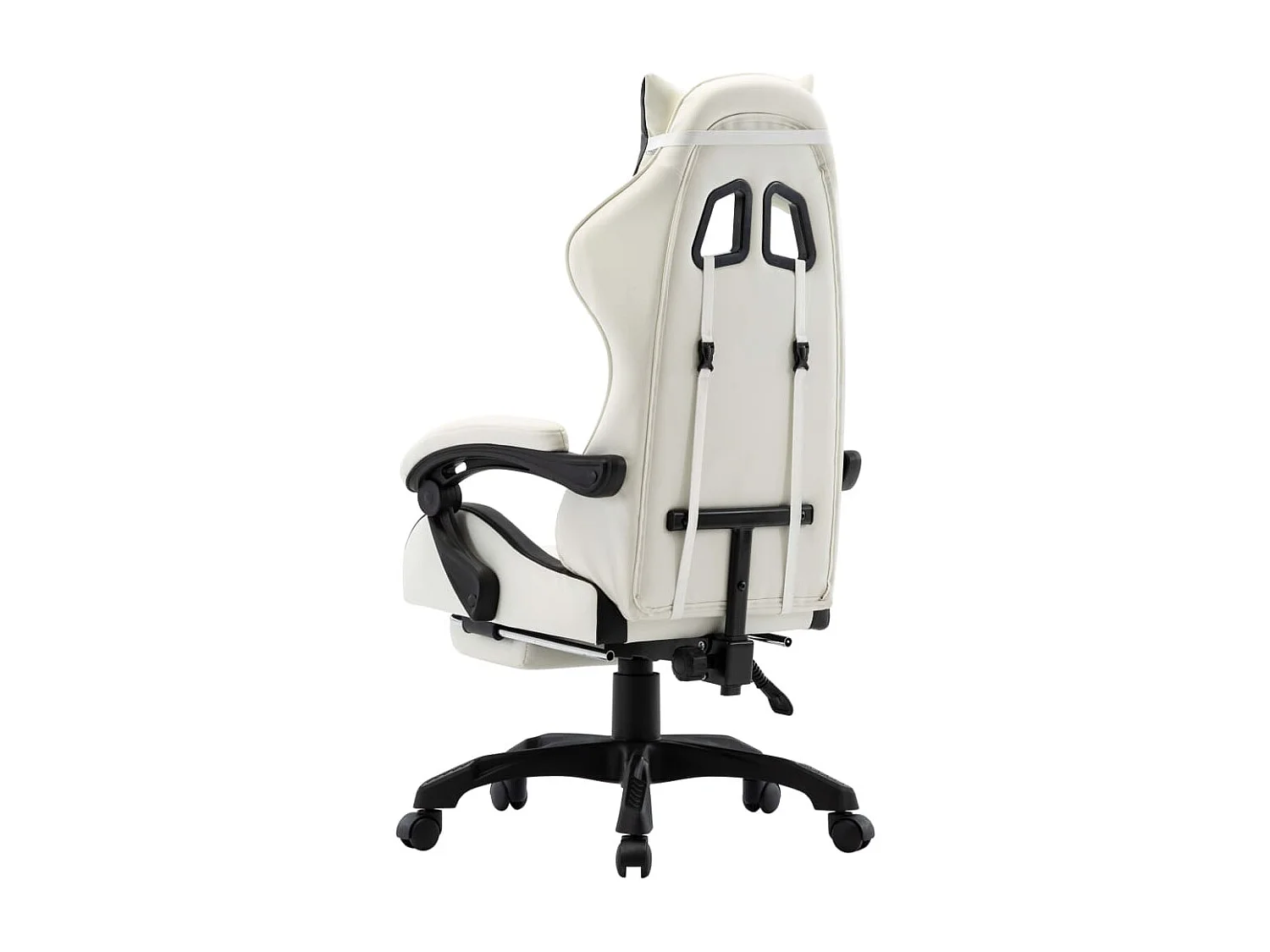 Fauteuil de jeux vidéo et repose-pied Noir et blanc Similicuir