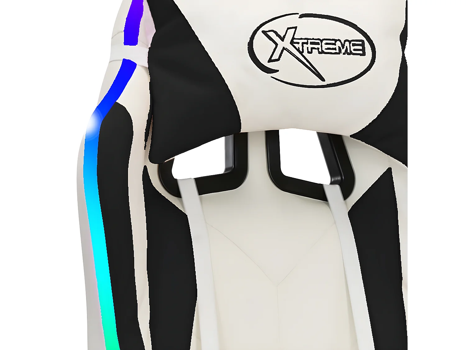 Racestoel met RGB LED-verlichting kunstleer wit en zwart