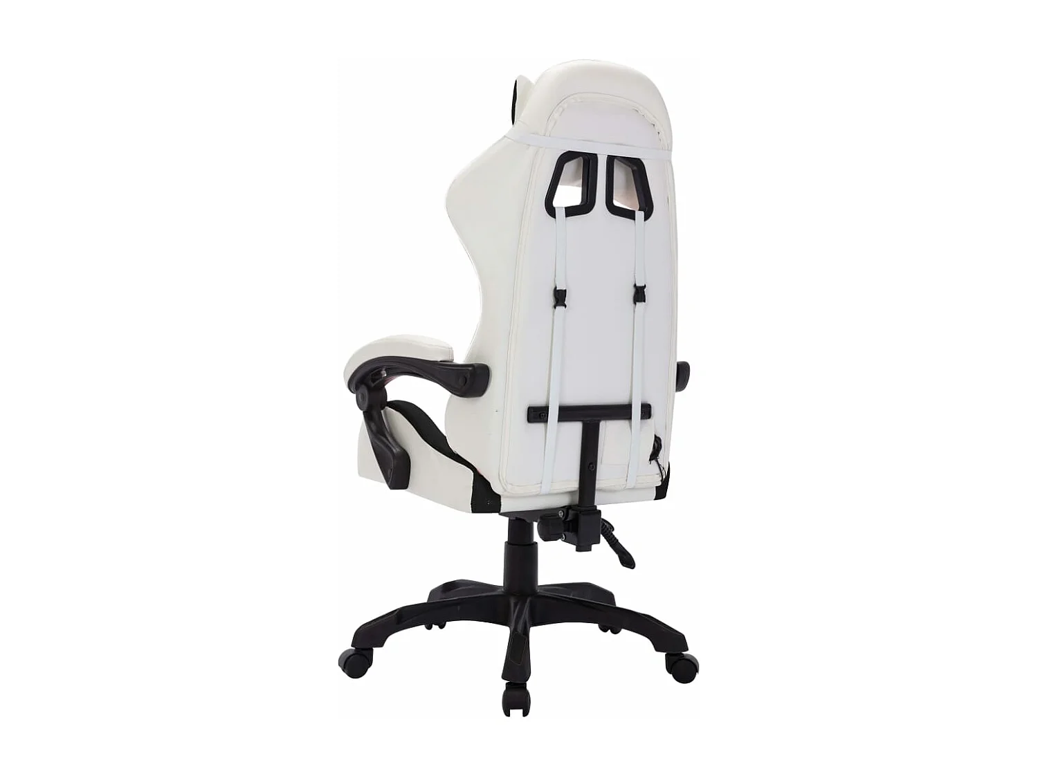 Silla gaming con luces LED RGB cuero sintético blanco y negro