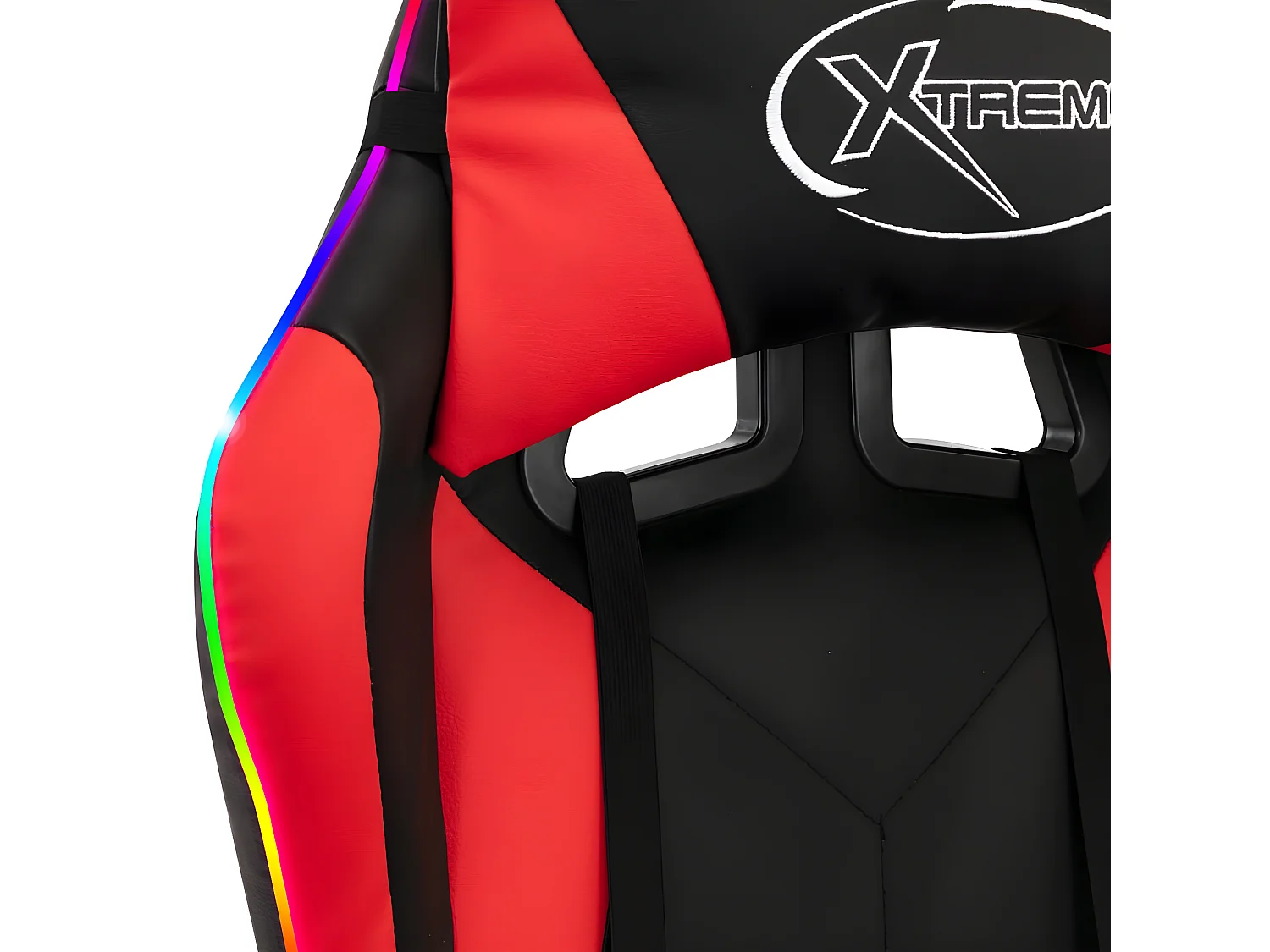 Silla gaming con luces LED RGB cuero sintético rojo y negro