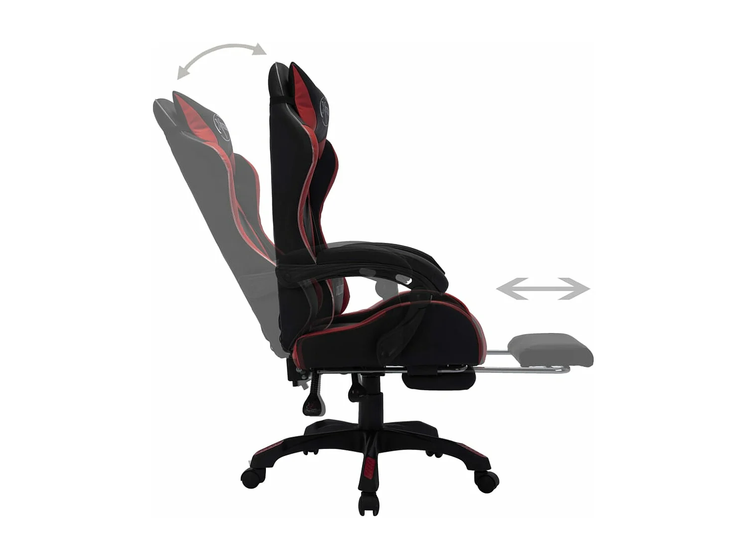 Fauteuil de jeux vidéo avec LED RVB Bordeaux et noir Similicuir