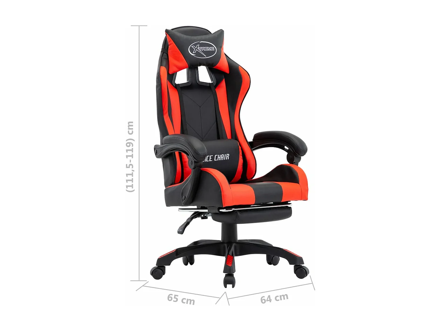 Fauteuil de jeux vidéo et repose-pied Rouge et noir Similicuir