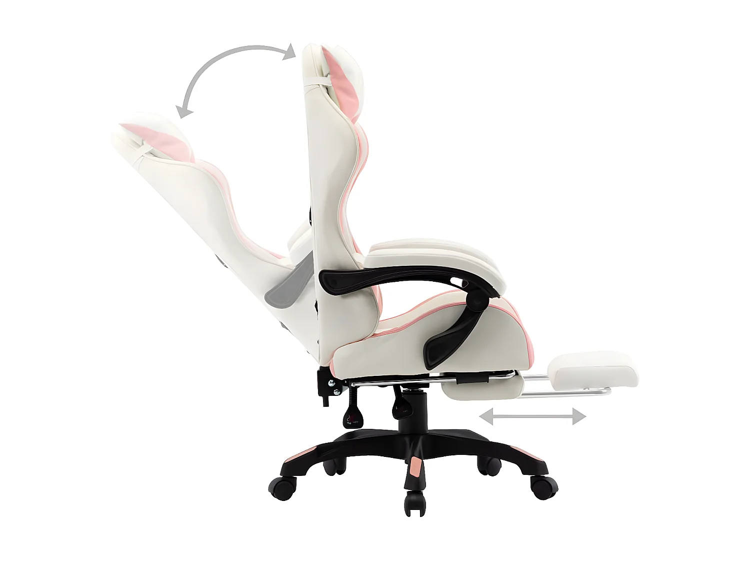 Fauteuil de jeux vidéo et repose-pied Rose et blanc Similicuir