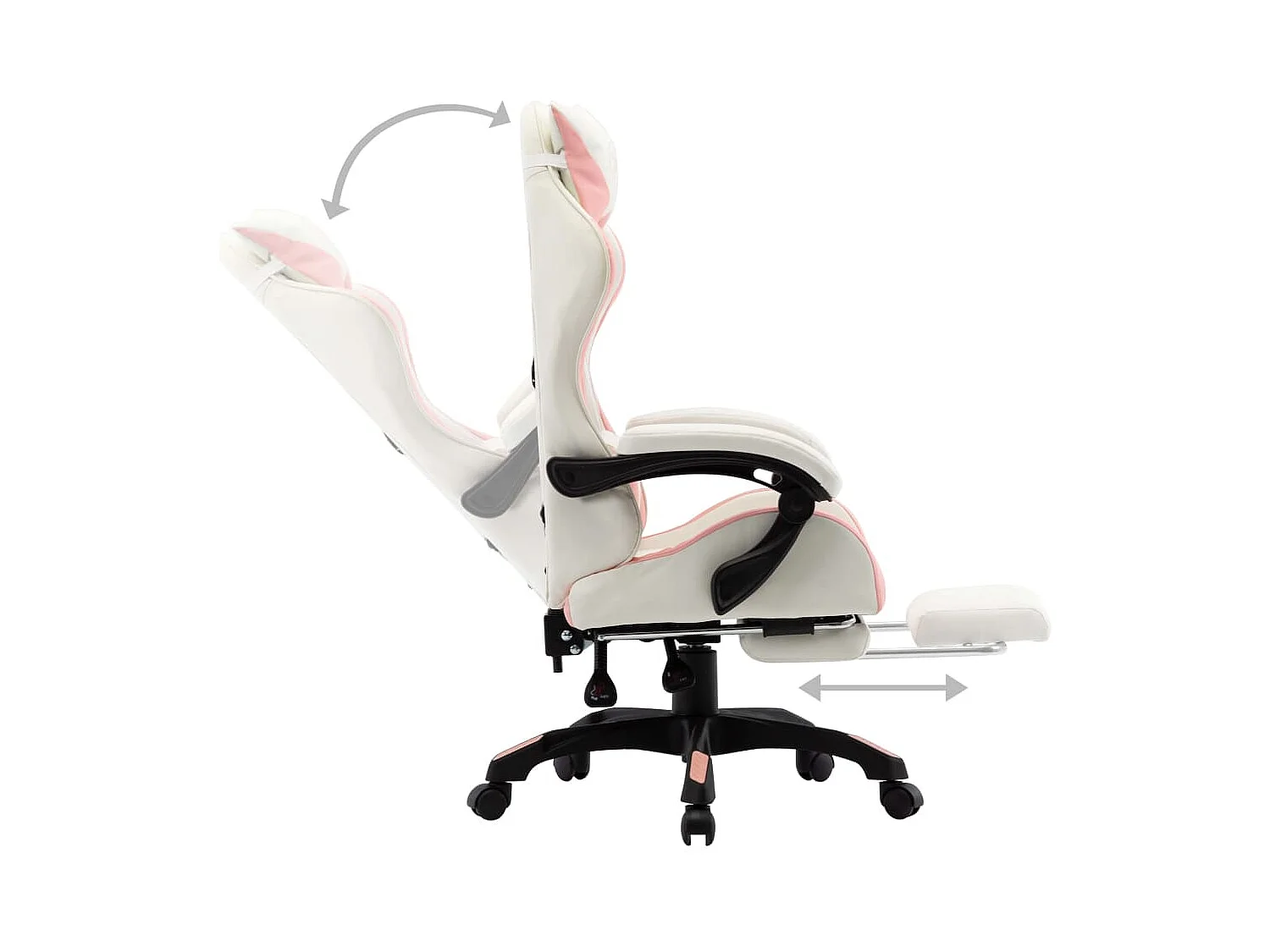 Fauteuil de jeux vidéo et repose-pied Rose et blanc Similicuir