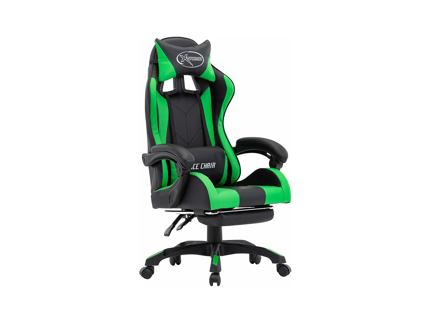 Fauteuil de jeux vidéo avec repose-pied Vert et noir Similicuir