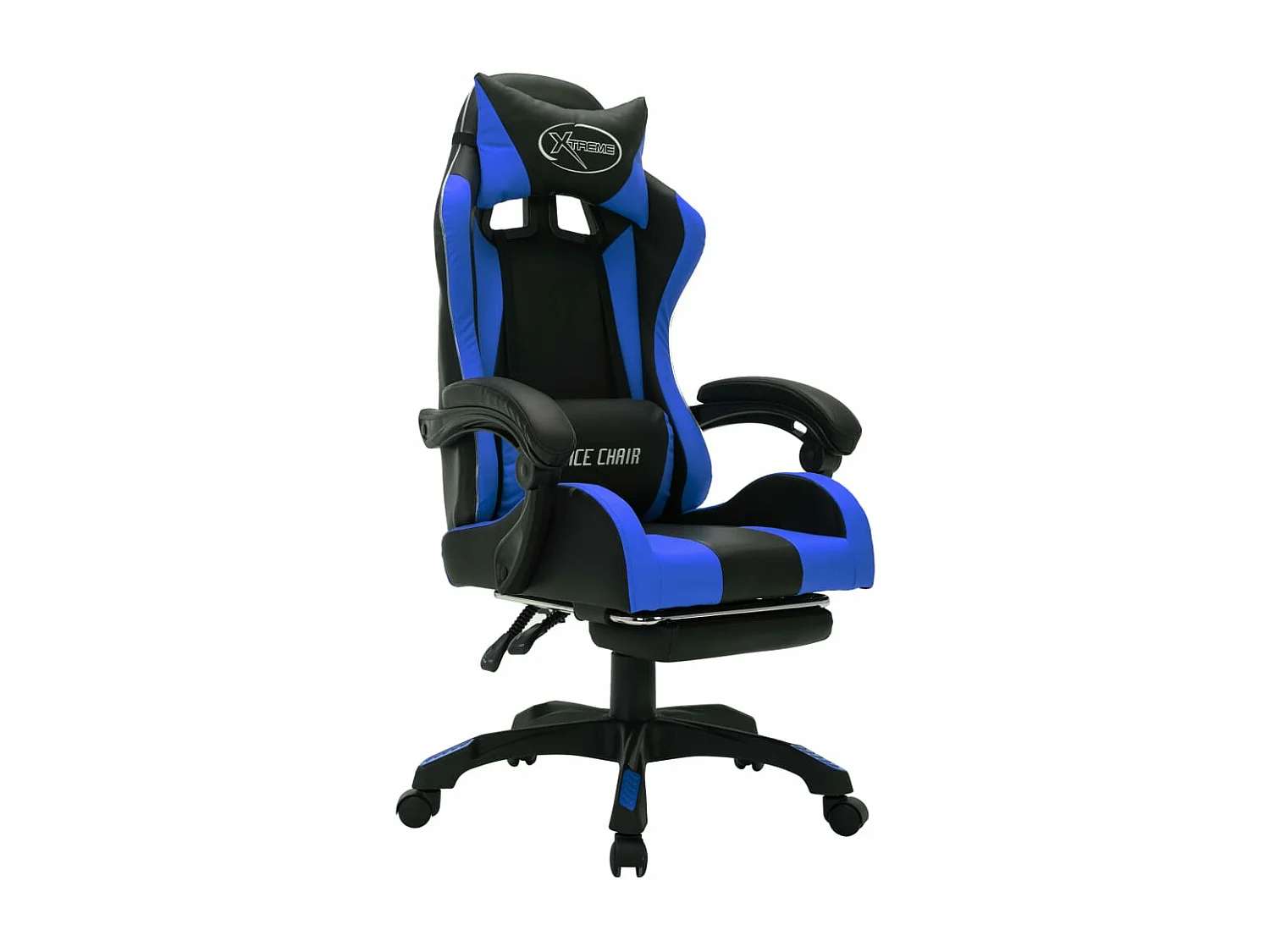 Fauteuil de jeux vidéo avec LED RVB Bleu et noir Similicuir