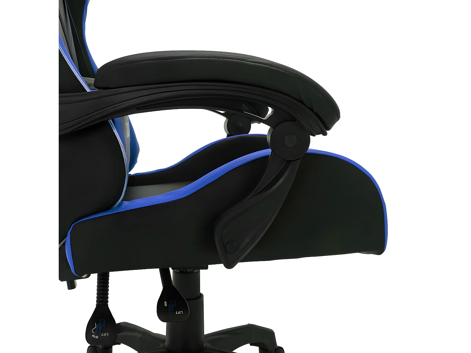 Silla gaming con luces LED RGB cuero sintético azul y negro