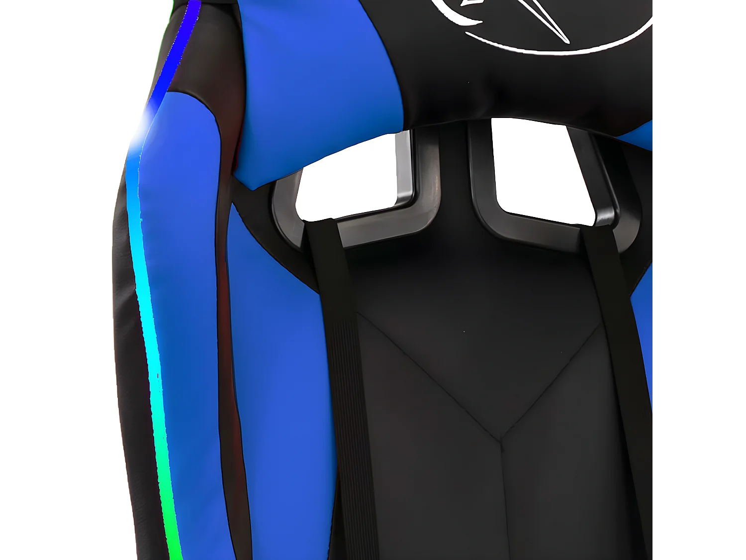 Silla gaming con luces LED RGB cuero sintético azul y negro