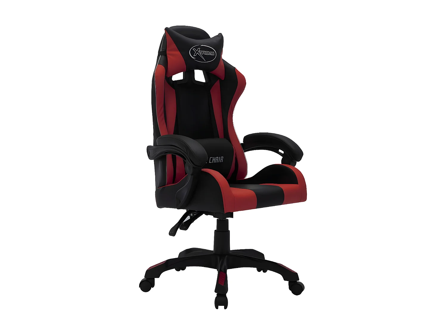 Cadeira corrida luzes LED RGB couro arti. vermelho tinto/preto