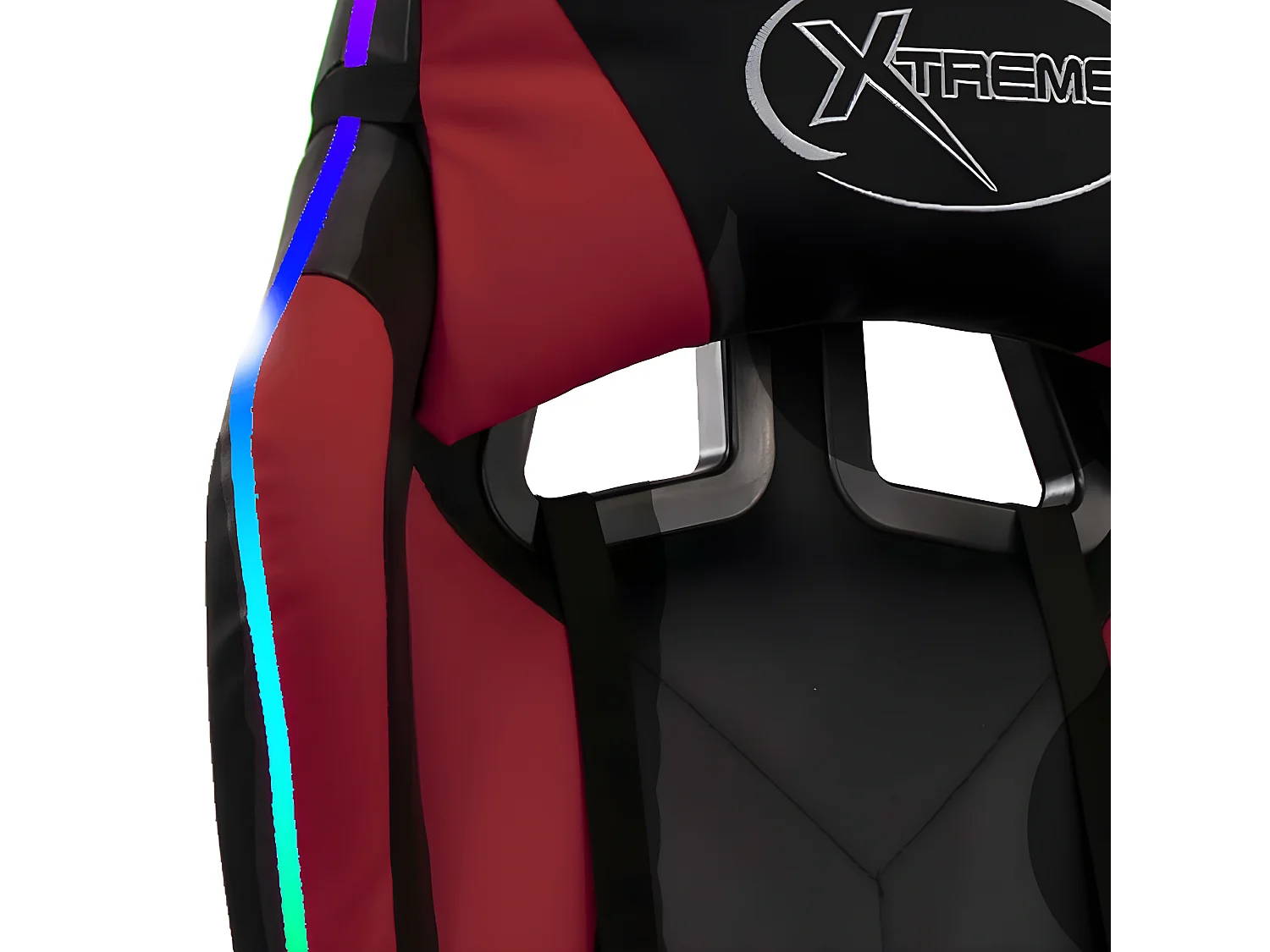 Cadeira corrida luzes LED RGB couro arti. vermelho tinto/preto