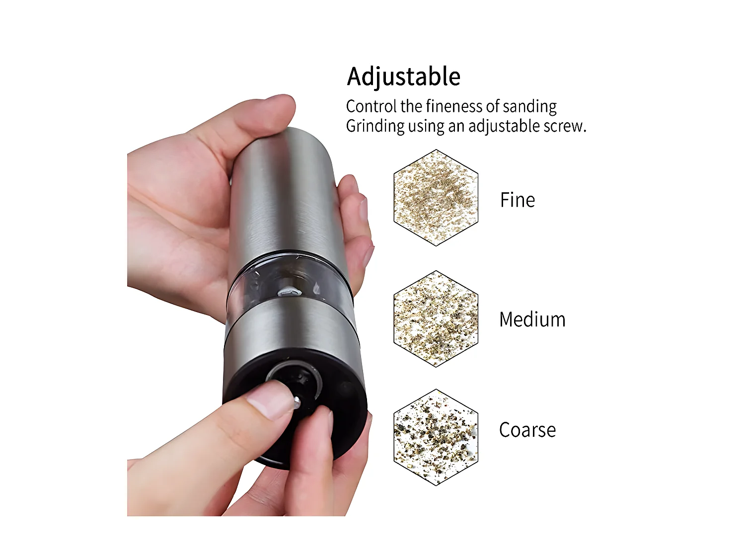 Moedor de pimenta em aço inoxidável Herzberg - Design elegante e moagem precisa