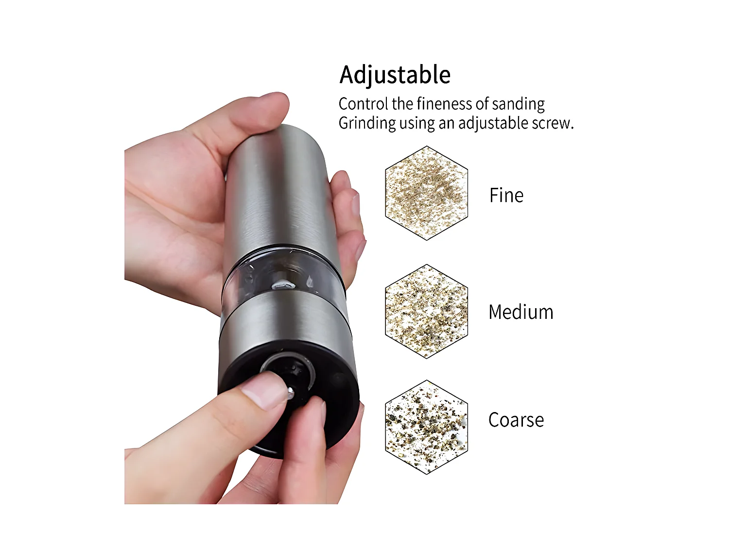 Herzberg roestvrijstalen pepermolen - Elegant ontwerp en nauwkeurig malen