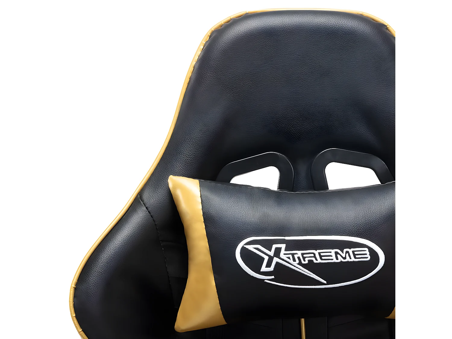 Silla de gaming de cuero sintético negro y dorado