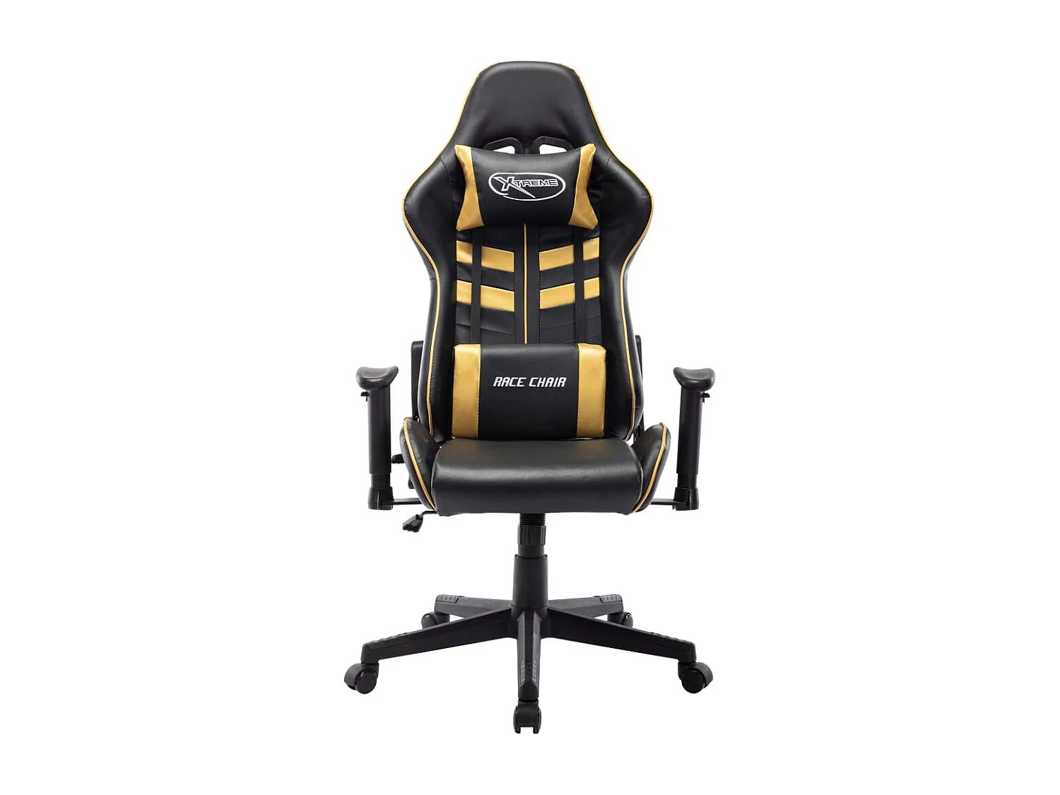 Cadeira de gaming couro artificial preto e dourado