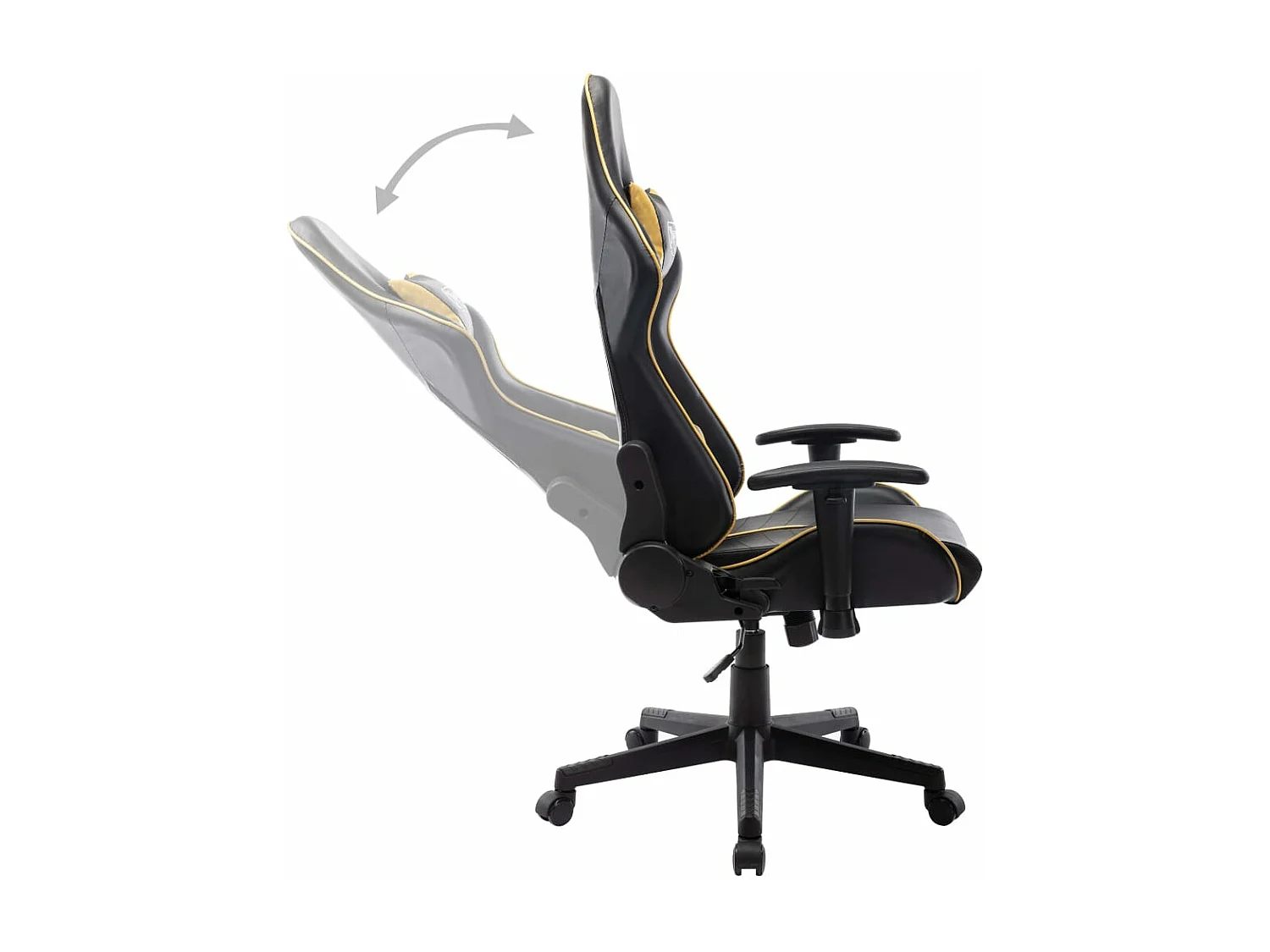 Cadeira de gaming couro artificial preto e dourado