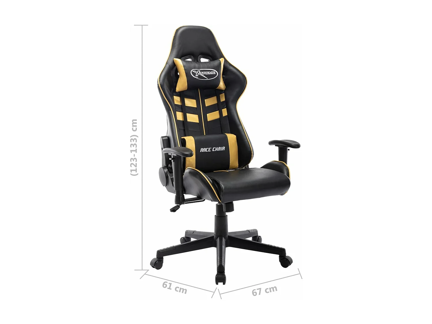 Cadeira de gaming couro artificial preto e dourado