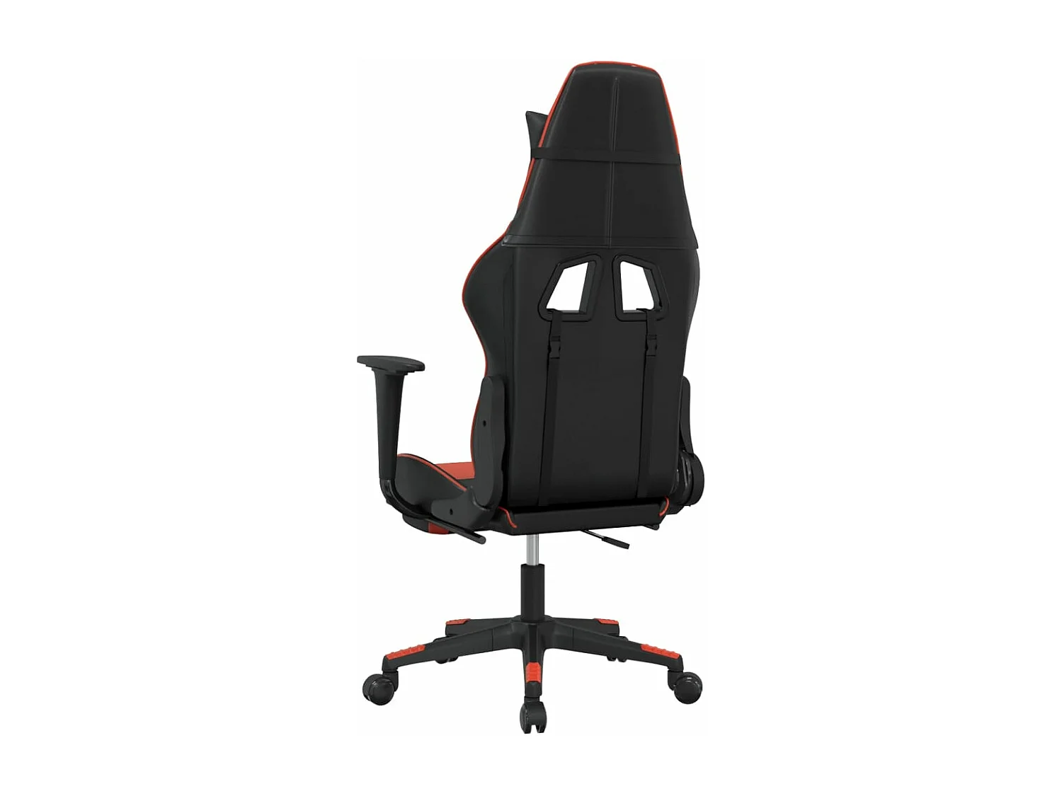 Cadeira gaming c/ apoio pés couro artificial preto e vermelho
