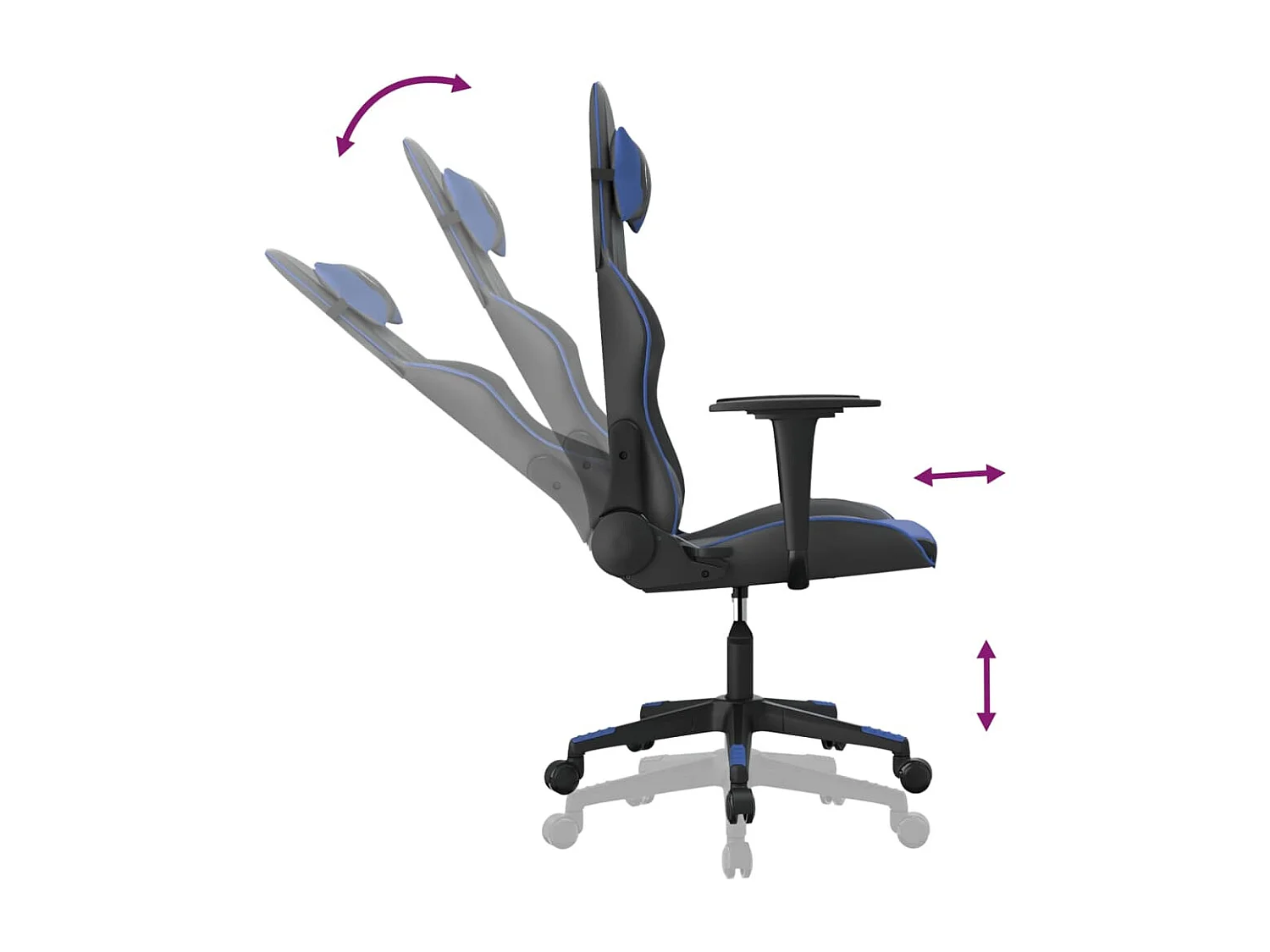 Cadeira de gaming couro artificial preto e azul