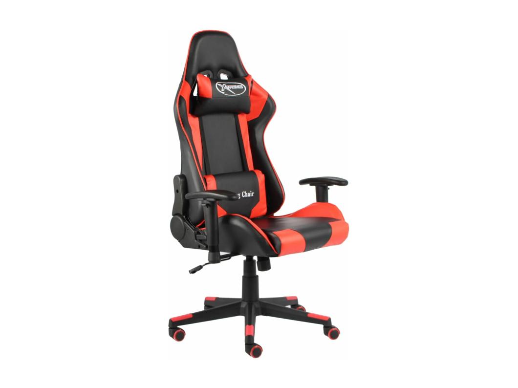 Cadeira de gaming giratória PVC vermelho